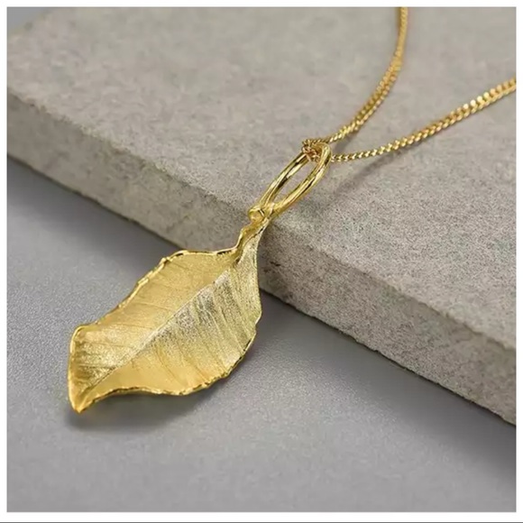 Artisan Handmade 925 Silver Gold Dainty Leaf The Zeriah Necklace - Picture 3 of 6